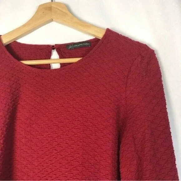 Adrianna Papell Red Textured 3/4 Long Sleeve Blouse S - Picture 3 of 3